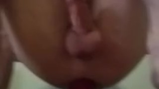 Riding and dripping from large bad dragon dildo