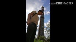 Jerking off at a construction site. Public cum