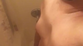 Pup jerking in the shower almost caught