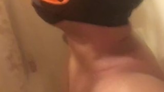 Pup jerking in the shower almost caught