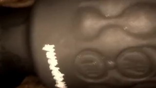 Fetish - Ebony enjoying black wand at work