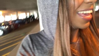 Peeing in crowded parking lot - ALMOST CAUGHT