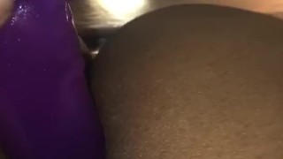 Ebony BBW enjoys anal stretching with large big thick 8 inch dildo