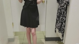 skinny gothic girl taking a selfie at hudson bay dressing room
