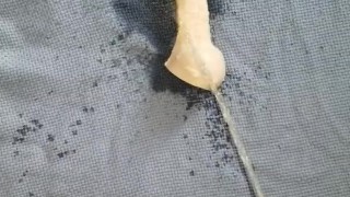 pissing on white dildo