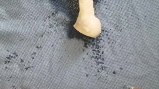 pissing on white dildo