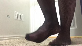 Fishnet up close footplay video