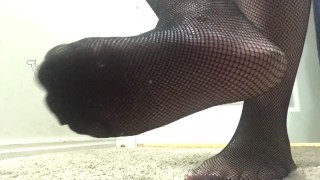 Fishnet up close footplay video