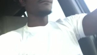 Young black man playing with my dick watching porn outside