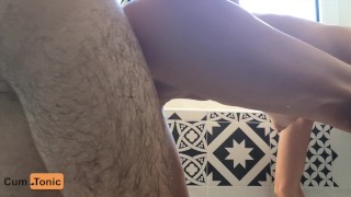 Young amateur couple having passionate shower & hot tub sex - Cumtonic