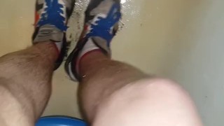 Piss in my shorts & cum in pissed socks