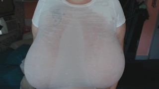 DAYTONA HALE! Massive Boobs in tight white wet T shirt