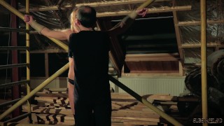 BDSM for big tits blonde torturing her nipples and ass