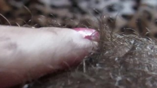 big clit hiding in the hairy bush