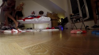 NO PANTIES TEEN JUICY WET PUSSY IN TINIEST THONG CLOSE UP GO PRO