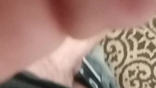 Jerking cock in bathroom