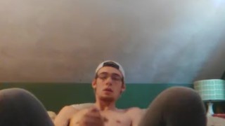 Tall Twink playing with cock and showing tight ass