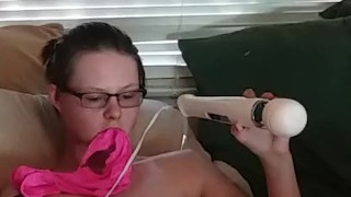 Teen Whore hitachi orgasm and panty stuffing