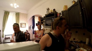 5 Girls Twerk Ass Shaking Party with the Tiniest Thongs ever seen warm up