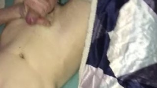 teen in cock ring spurts cum on belly