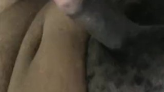 Black chubby teen plays with big dick (no cum)