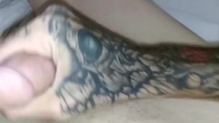 Tatted White Boy Jerks It