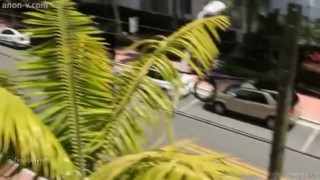 teen delightfulhug mfc flashes on miami balcony