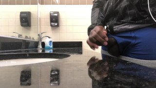 BBC JERKOFF CUMSHOT IN PUBLIC BATHROOM