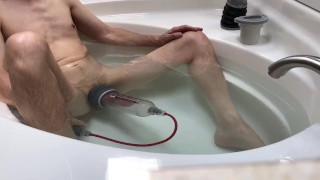 Shooting cum after using a Bathmate X40 and Xtreme X50