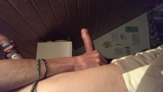 18 year old guy edging himself to intense orgasm