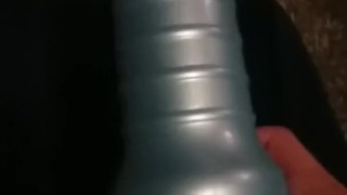 Hot gay, long cock cums in and on fleshlight, HOT!!!!