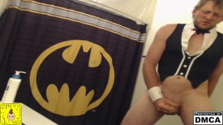 Butler getting dirty in the bathroom of his masters place