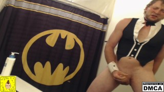 Butler getting dirty in the bathroom of his masters place