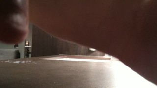 Shooting big load all over sink in hotel room