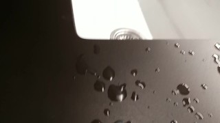 Shooting big load all over sink in hotel room