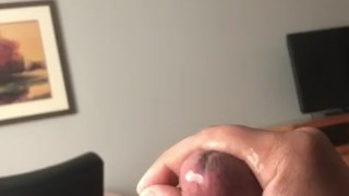 Huge cumshot on self