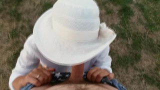 POV Outdoor Blowjob on fishing from s - Nature Blowjob