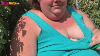 BBW Flashes Fat Belly Outside