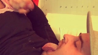 Cum Splashes on My Long Tongue! Cum Splatter Self Facial! Slow Motion! Yum