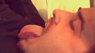 Cum Splashes on My Long Tongue! Cum Splatter Self Facial! Slow Motion! Yum