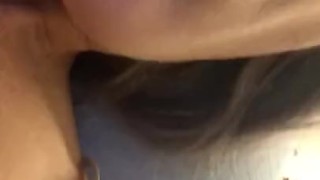 Dirty Latina licking her own cum