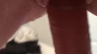 Wife squirts on big dildo while husband is away