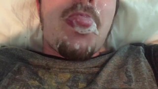 Cock Reacts: Cum Slurper CEI, Cumslut Fills Mouth & Blows Bubbles! Legs Up!