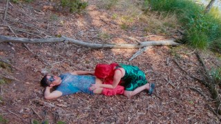 Poison Ivy Batman Kiss and Rides his Cock to Creampie on a Forest Lake