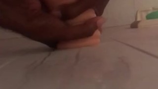 Thick black dick has a quickie with toy