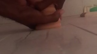 Thick black dick has a quickie with toy