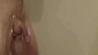 Man shaving his balls