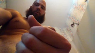 Beating my big cock in the shower