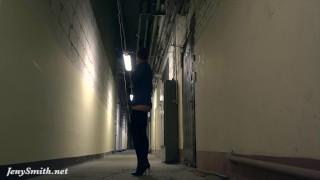 Caught naked in warehouse