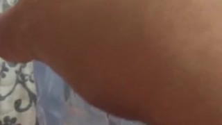 Shoving dildo into tight pussy very wet climax